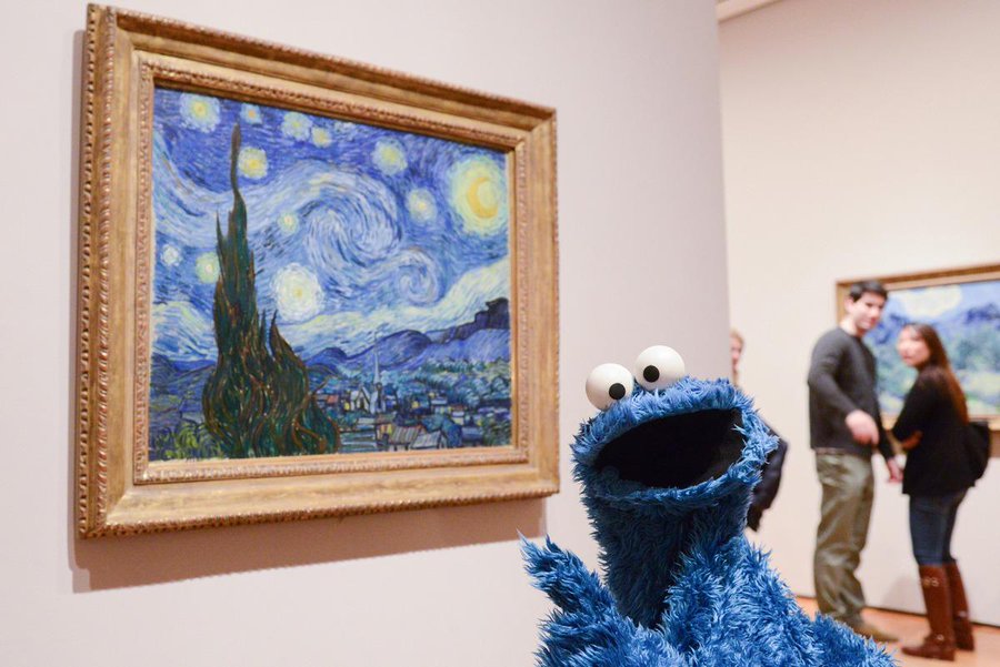 MuseumModernArt's tweet photo. MoMA is a place for everyone to find inspiration—even 🍪monsters.

On #SesameStreetDay, we're remembering when @MeCookieMonster surprised us with a visit! https://t.co/v5lf57TeI1