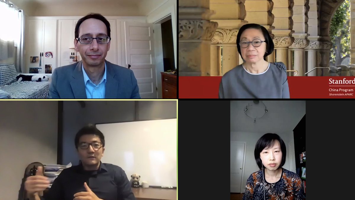 StanfordSAPARC's tweet photo. Listening to @jamesbgreen, @LuXiaomeng, @damienics and our China Program Director Jean Oi discuss the short- and long-term implications of the Fifth Plenum Decision for China-U.S. “Decoupling” and the world’s economic and technology ecosystems https://t.co/74RlQhUX6O
