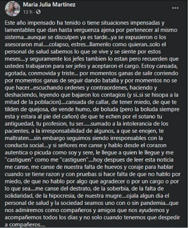 NinoSanjuanino's tweet photo. Impresionante descargo de una médica #caucetera por la situación que vive la provincia a causa del #COVID19
"ME CANSÉ DEL DESTRATO, DE LA HIPOCRESÍA, DE NUESTRA MUGRE" https://t.co/Mz1SKY37Xt
