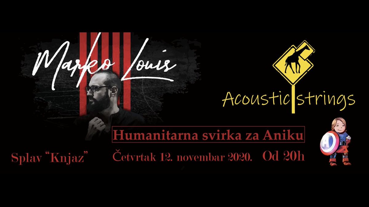 SplavKnjaz's tweet photo. Hajde da đuskamo zajedno za Aniku, u četvrtak, 12. novembra na splavu Knjaz na #Savkikej! 🎷 Marko Louis i Acoustic Strings vam neće dozvoliti da mirno sedite! 💃  
❗Obratite pažnju na humanitarnu kutiju #ZaAniku.
Dress code: kreativno sa 😷
#izlasci #NoviBeograd #Anika #Beograd https://t.co/dgaWCodaeb