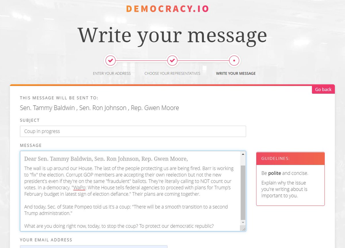 I'm calling and writing, just to be sure. What are you doing? #YouSnoozeWeLose  #CoupAttempt  #NoFascistUSA