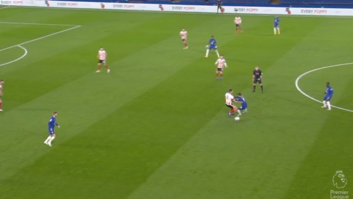 Here we see mount loses the ball, but immediately Berge is surrounded by at least 3 Chelsea players who suffocate him and collect the ball. Counter pressing at its best.