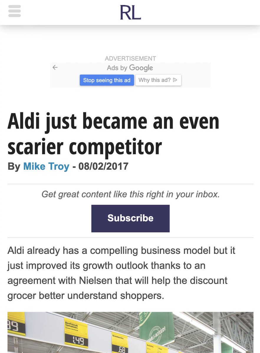 "Nielsen & Aldi announced a multi-year relationship that includes integrated analytics around shopper panel data""Kroger is looking to monetize the huge, rich stores of data amassed from its position as the nation’s largest supermarket company"Alert the antitrust regulators!