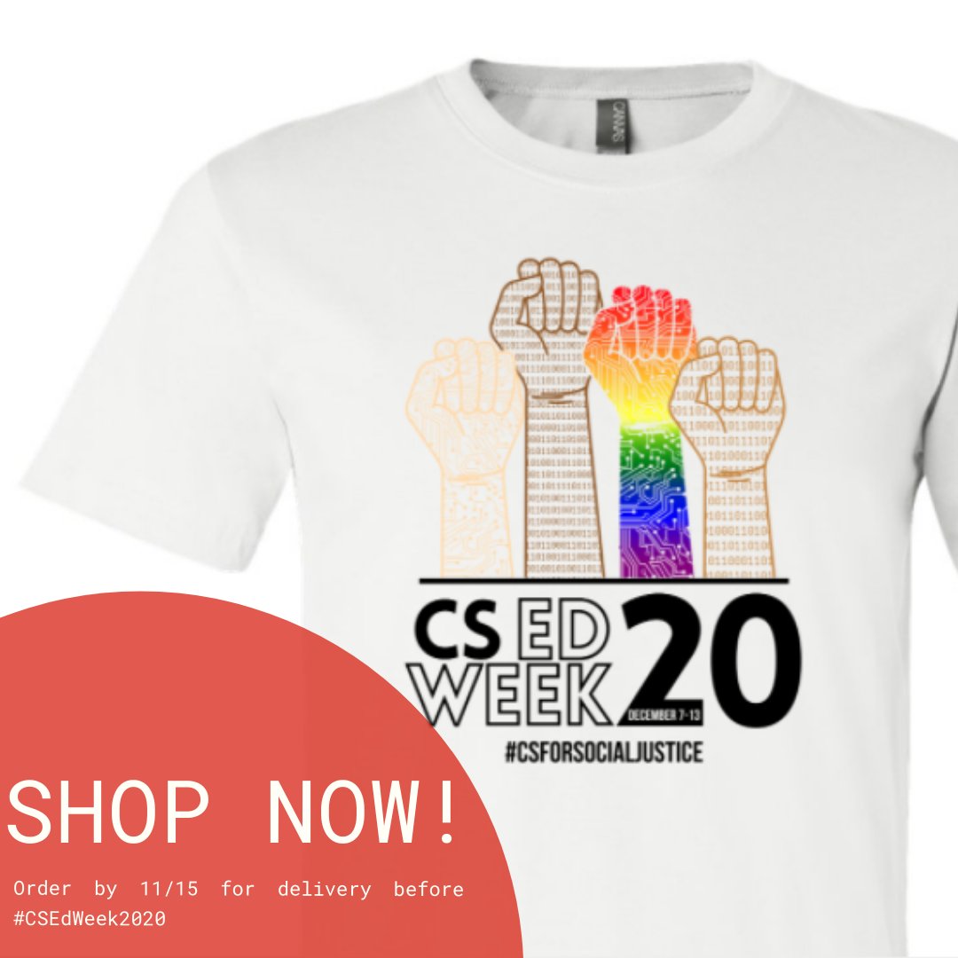 #CSEdWeek2020 is approaching! As part of the #CSforGood movement, we’re proud to elevate #CSforSocialJustice. 

Proceeds from these shirts support CSTA conference scholarships for teachers of color &amp; those who teach marginalized communities. Order yours: ow.ly/eHtr50Ch46I