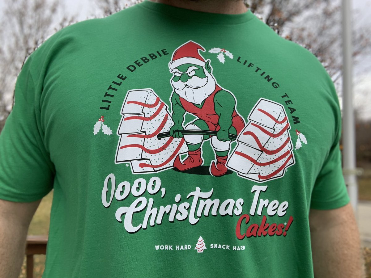 DanielMcKim's tweet photo. ‘Tis the season! Christmas Tree Cakes are out, as are these shirts! Click the link for these and other suggested Christmas gifts! #workhardsnackhard
https://t.co/jbCvb1xrzr https://t.co/mLAfqrmbaP