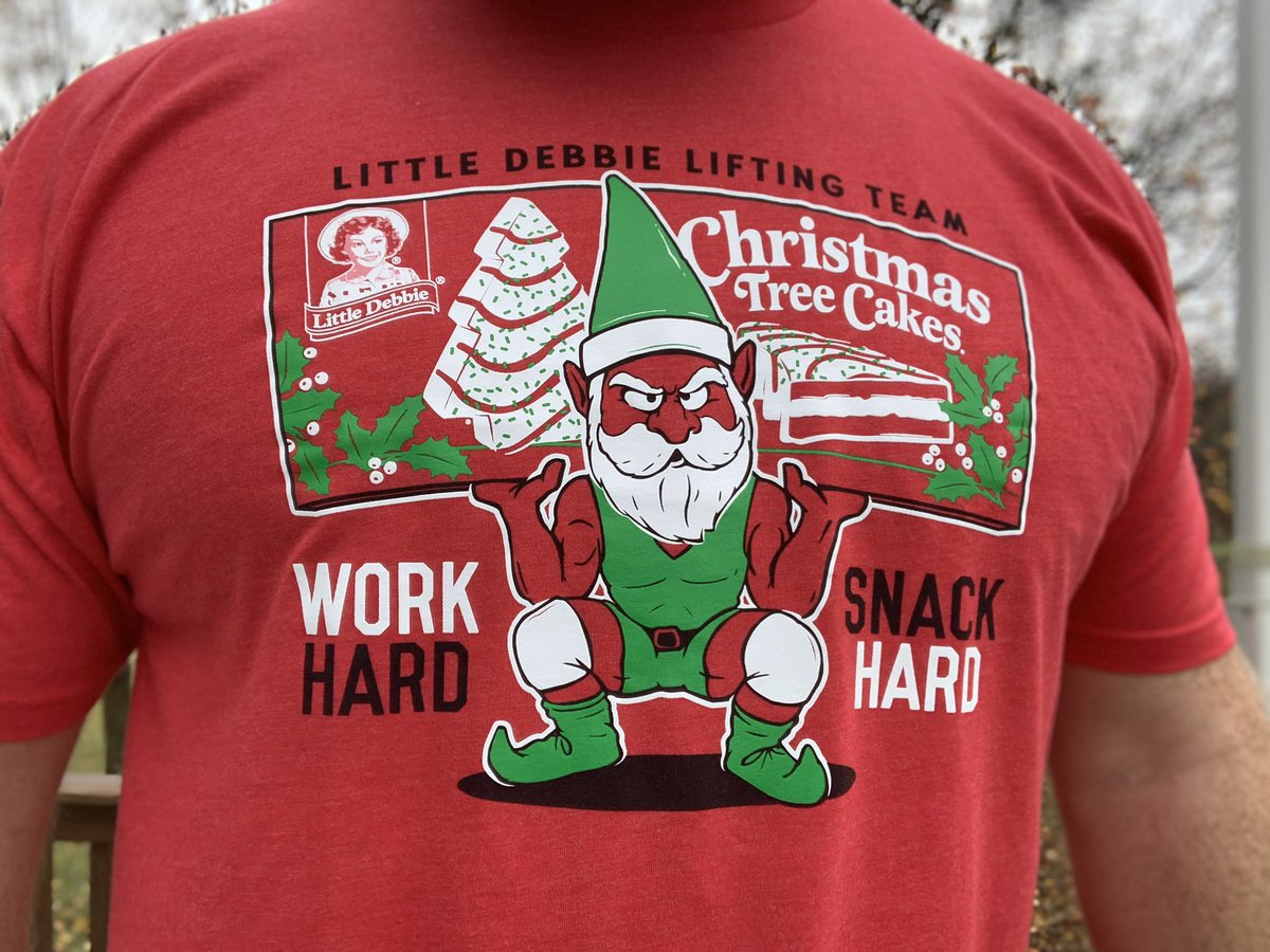 DanielMcKim's tweet photo. ‘Tis the season! Christmas Tree Cakes are out, as are these shirts! Click the link for these and other suggested Christmas gifts! #workhardsnackhard
https://t.co/jbCvb1xrzr https://t.co/mLAfqrmbaP