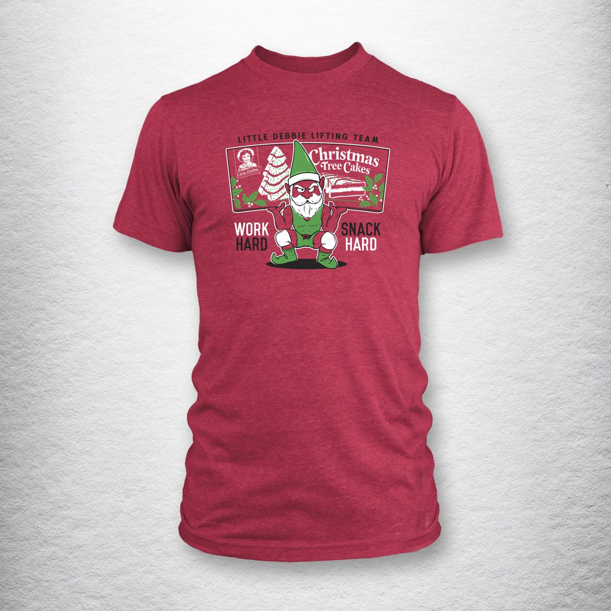 DanielMcKim's tweet photo. ‘Tis the season! Christmas Tree Cakes are out, as are these shirts! Click the link for these and other suggested Christmas gifts! #workhardsnackhard
https://t.co/jbCvb1xrzr https://t.co/mLAfqrmbaP
