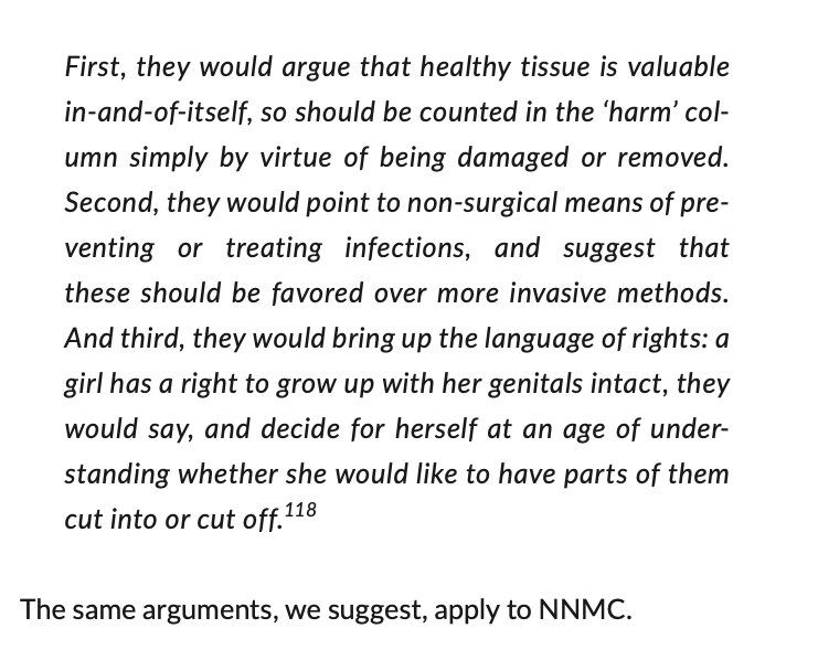 No, it would not! See reasons below (adapted from full discussion here  http://blog.practicalethics.ox.ac.uk/2017/08/does-female-genital-mutilation-have-health-benefits-the-problem-with-medicalizing-morality/). But health benefits are a red herring anyway. As Andrew Freedman, who co-wrote the  @AmerAcadPeds MC policy (defending MC) admitted in an editorial ... 8/