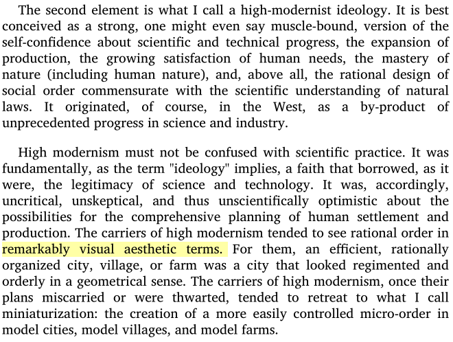 (Here Kuhn reminds me of James C. Scott's view of modernism as being in large part aesthetic, in Seeing Like a State:)