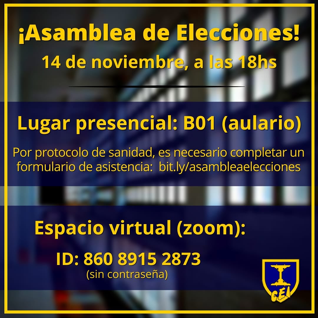 cei_fing's tweet photo. ¡¡Ya tenemos lugar presencial y virtual para la Asamblea!!

Será llevada a cabo presencialmente en el salón B01 del aulario (Edificio Polifuncional "José Luis Massera") y virtualmente a través de Zoom (ID: 860 8915 2873). https://t.co/CSYeulNwRB
