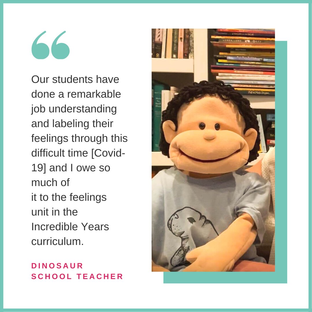 A Dinosaur School teacher reached out to show her appreciation for The Incredible Years, and how the curriculum has impacted her students in a positive way! 

Thank you for supporting our work throughout the pandemic.