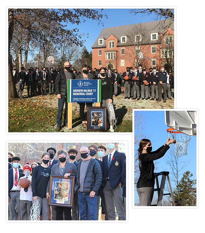 RNS1877's tweet photo. This afternoon it was an honour to dedicate the Andrew Milner ‘16 Memorial Basketball Court. Andrew’s family joined a face-masked group of fellow RNS community members to officially open the new court, a gift from the Classes of 2019 and 2020 in memory of their friend &amp; classmate https://t.co/9EqaceNmvm