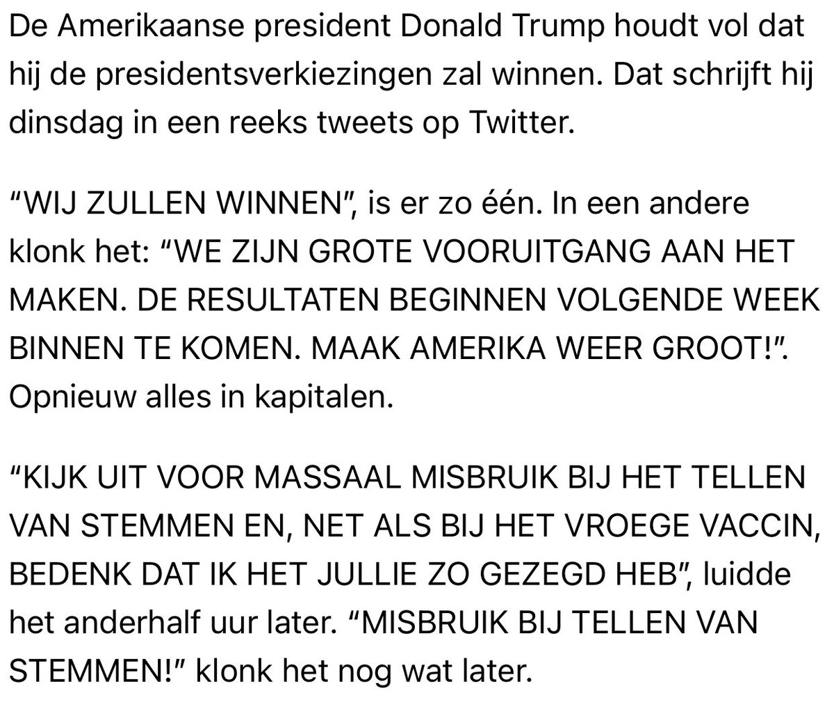 In hoofdletters 🤦‍♀️ maar positief, zonder fouten! Ik hoop echt dat hij dit zelf tweet en er geen arme social media manager, op van de zenuwen, zit te tweeten met een hete adem in de nek.
