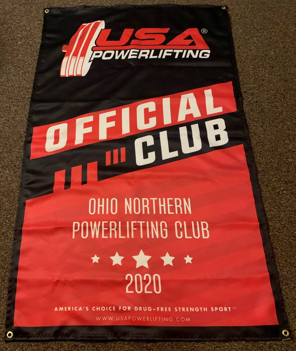 OnuPowerlifting's tweet photo. We are official! Thanks to @USAPowerlifting for the banner! Look forward to hanging this up with pride https://t.co/6tEflHKqZG