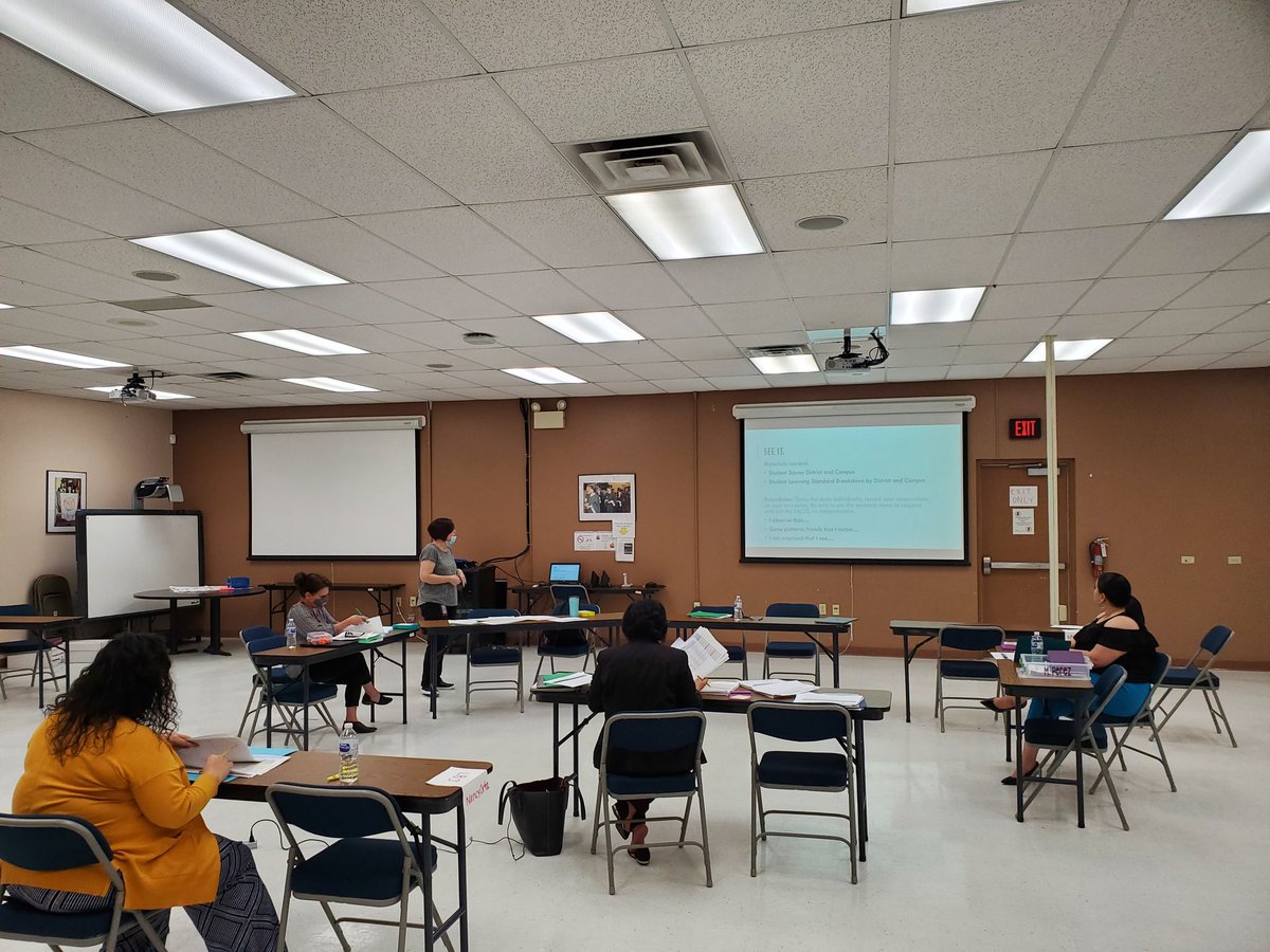 Coach_McC's tweet photo. @Coach_Jan_Perry delivering Interim Assessment 2 data to the academic coordinators! 

@Leticia86573886 @lynda_harkins @MarissaLitEISD @mymustangpride1 https://t.co/lrEbbpP4kN