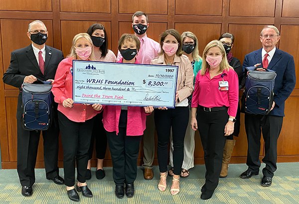WRHS_Foundation's tweet photo. Thank you FCB for your support of @WRHS_Foundation Paint the Town Pink. From left: Boris Dover, Michele Wood, Angela Connell, Pat Rutherford, Andrew Lane, Nicole Floyd, Rachael Fisher, Sheila Mace, Laura Caraway, &amp; Dale Cole.  Not Pictured are Kaisha Gott &amp; Janie Starnes. https://t.co/hwuEjq9X1d
