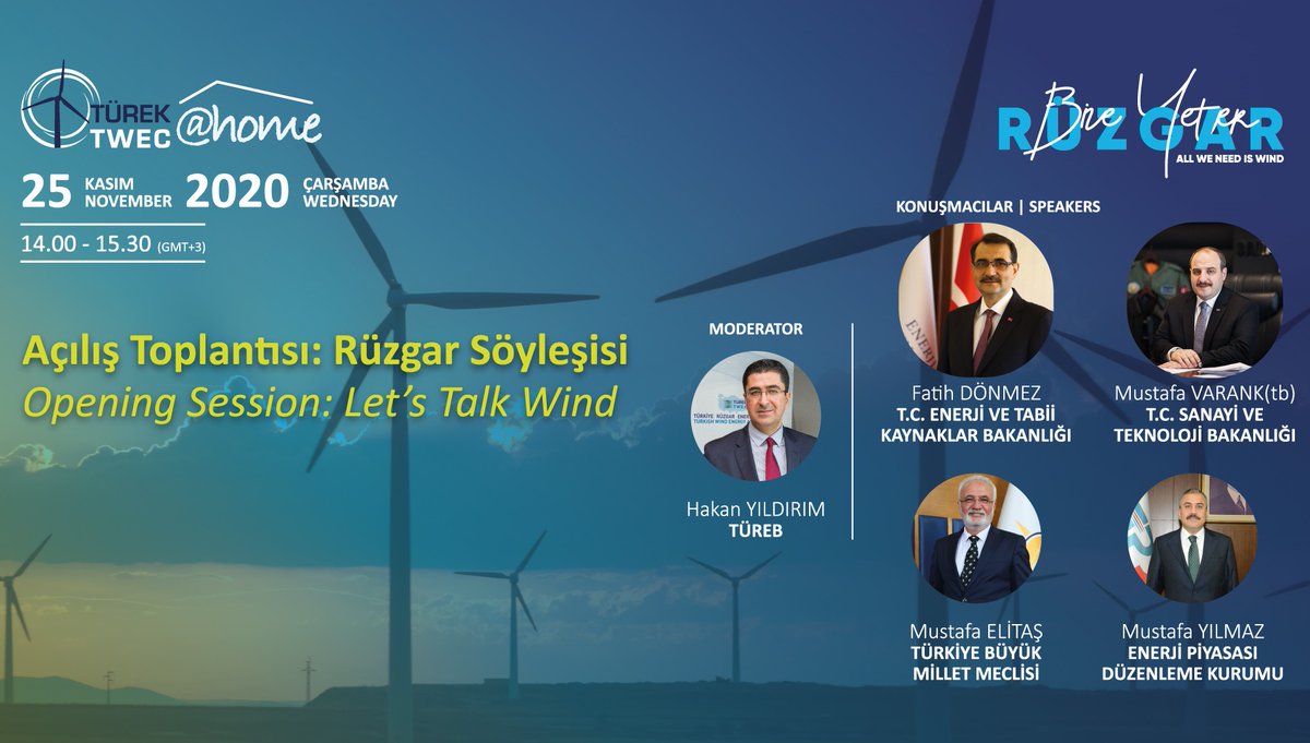 enerjibaba's tweet photo. Bu yılki TÜREK@home kongresinin 25 Kasım daki açılış oturumu na kayıt yaptırmayı unutmayın . Kayıt için: https://t.co/LQYkJXwMv2
#TÜREB #TÜREK #TWEC #Rüzgar #Enerjisi #Rüzgar #Enerji #Wind #Elektrik https://t.co/Cx8VNxYEiy