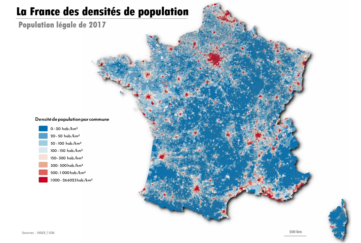 The Big Data Stats on Twitter "Population Density Map of France https