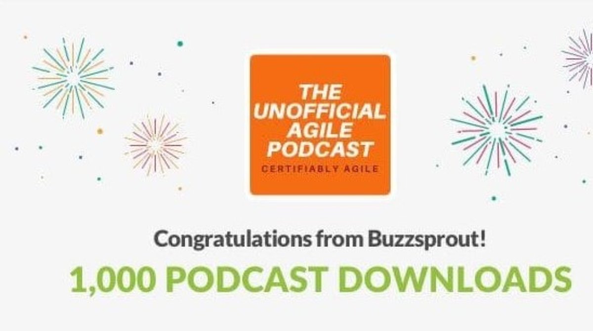 UnofficialAgile's tweet photo. @UnofficialAgile surpassed 1,000 podcast downloads 🎊🎉🎊 We want to say Thank You to our followers, listeners, and guests that have helped make this possible! https://t.co/kgRnH8SnqX