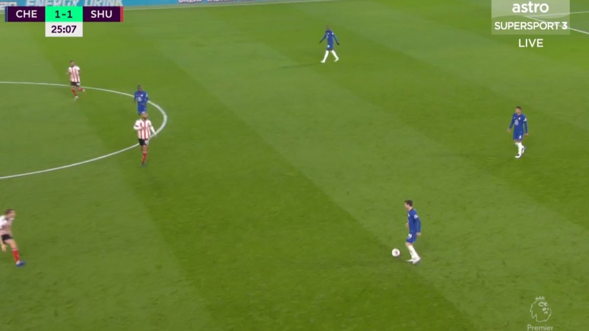 Chelsea starts with a 433 but end up with a 226 with 2 blocks of 4 in Thiago and Zouma, with Mount and Kante. in front of them. Mount usually takes the place of Chilwell on the left to the receive the ball from the CBs while Chilwell then becomes a left winger at that point.