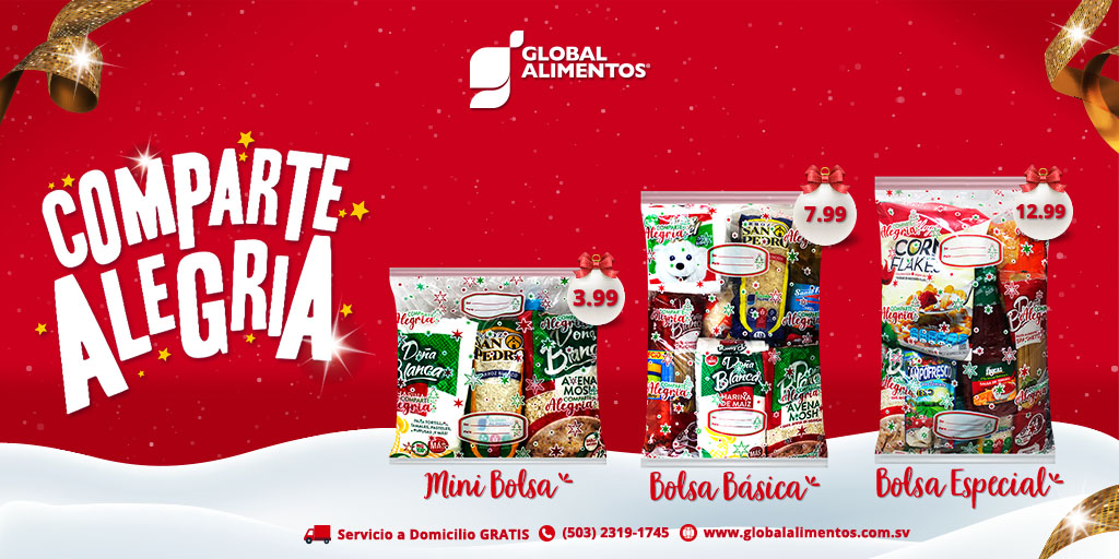 globalalimento1's tweet photo. En esta navidad #ComparteAlegria con los paquetes que #GlobalAlimentos trae para ti. ¡Pregunta por ellos!🤩🎁🎄 https://t.co/Z4QizA2CX3