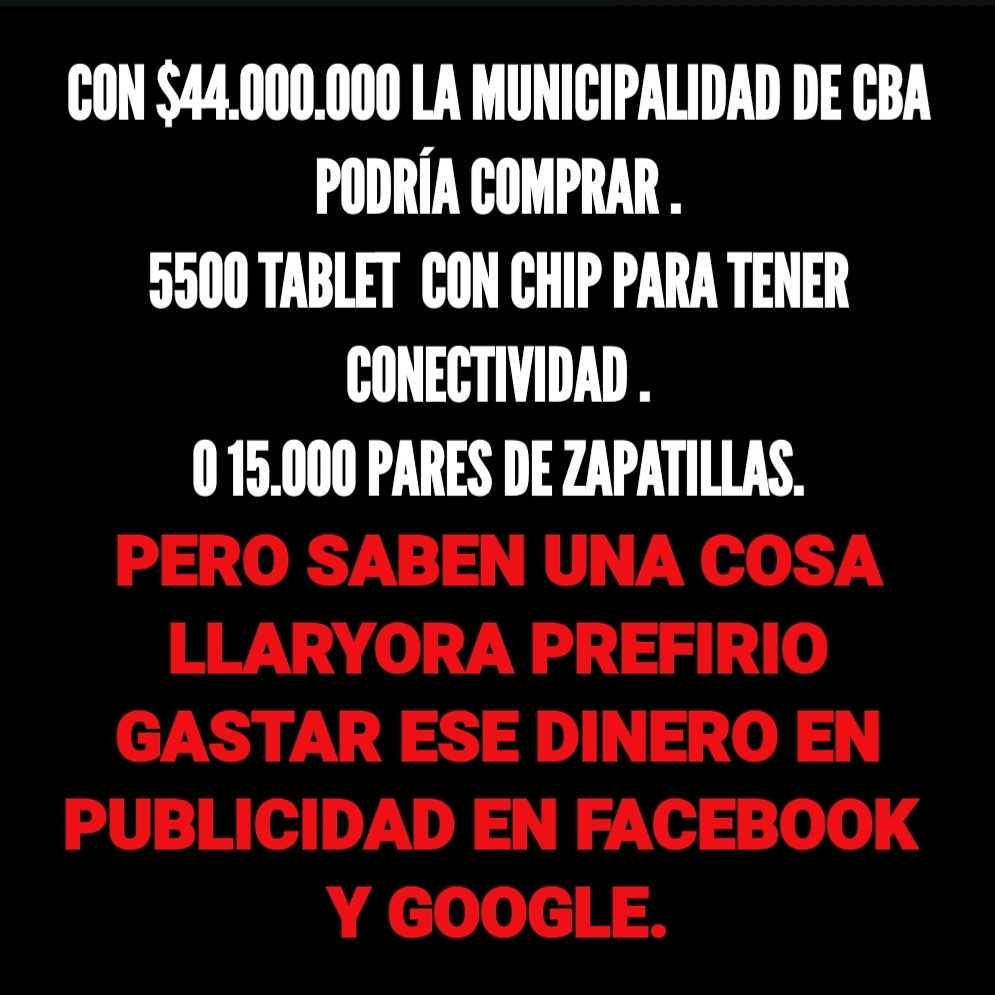 MarxLivre's tweet photo. El intendente destina 44 millones para @FacebookArg @googleargentina, mientras tenemos escuelas saqueadas por falta d seguridad, estudiantes sin conectividad, ni dispositivos. @MartinLlaryora violenta el #DerechoALaEDUCACIÓN #LlaryoraMiente #LlaryoraReprimeAdocentes #NoAlCongreso https://t.co/ZQ1H6of5EI
