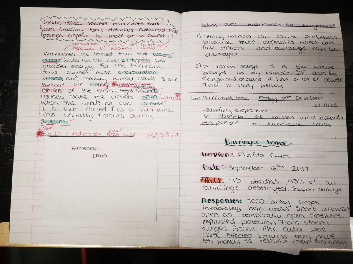Geogra_bbie's tweet photo. It's so lovely to see so much pride in my year 10 books! 😍 I am so happy presentation standards are still so high, despite only marking assessments and work on paper! #aqaweather #prideinpresentation #geographybooks https://t.co/mJsbLw90fE