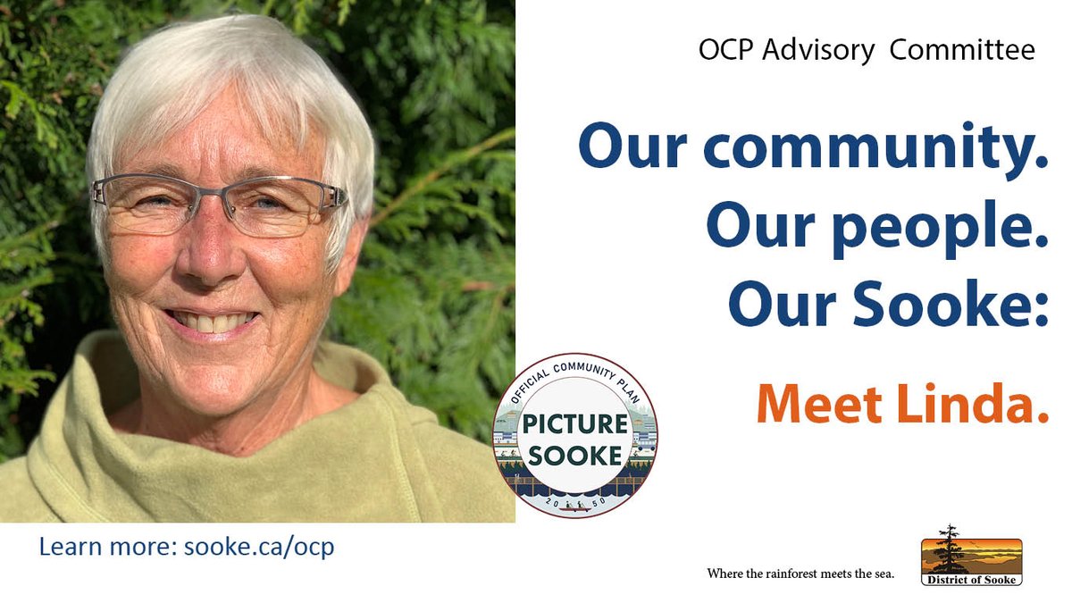 SookeCa's tweet photo. Meet Linda, a #PictureSooke OCP Advisory Committee member, former realtor, supervisor of Sooke Co-op Preschool, EMCS Society board member... learn more about Linda & get to know all OCP advisory committee members here: https://t.co/haTE9J8RMl #Sooke https://t.co/BaJCPiExxn