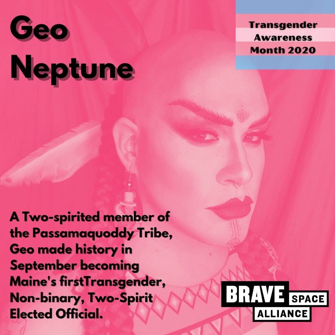 BraveSpaceChi's tweet photo. Geo Neptune is a Passamaquoddy Two-Spirit, master basket maker, activist, storyteller, model, and educator from Indian Township, Maine. Geo became Maine’s first trans elected official in September. This election season resulted in 32 Trans/non-binary folk taking office next year! https://t.co/CrOuai5gHy