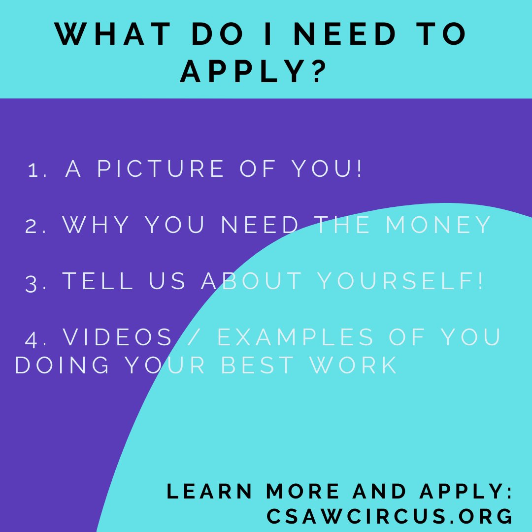 Circus artists, this tweet is for you! <a href="/CsawThe/">CSAW - Connecting Circus Students Around The World</a> is hosting a monthly microgrant program through August 2021 to cover expenses for circus students of color! Applications for December's $1,000 grant are due Nov 15! Learn more and apply: csawcircus.org/financial-aid