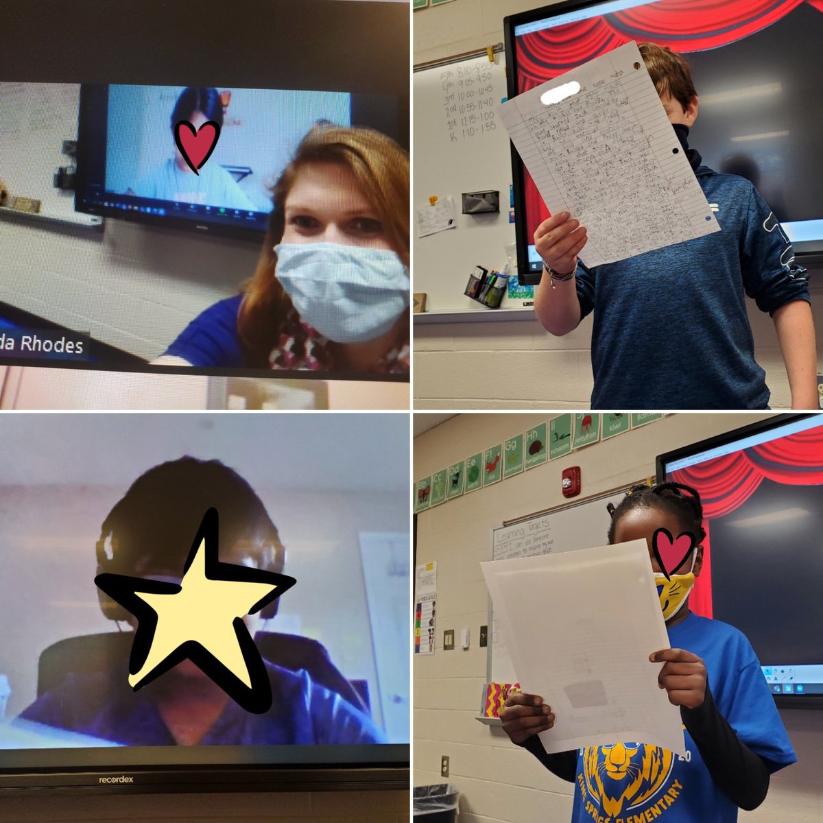 BrownleeAmanda's tweet photo. 5s are rocking their illustrated literature projects and discussions. I am (sort of) rocking this double zoom/document camera share set up. #ksepublishing @KSpringsLions https://t.co/5TNP8a709e