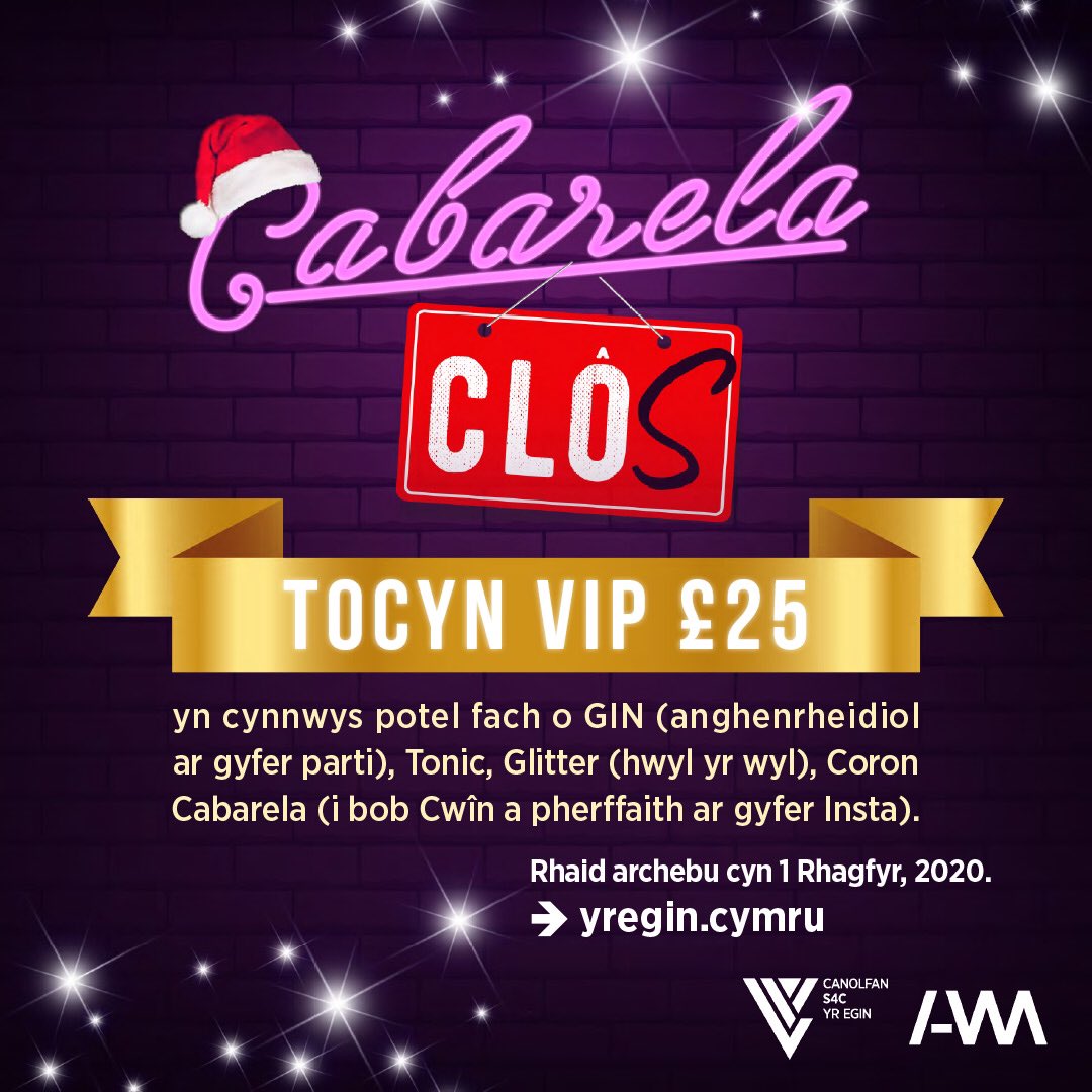 yr_egin's tweet photo. 🎄Ho! Ho! Ho! 🍾🥂
Dim ond 44 diwrnod tan Nadolig a dyma’r 🎁 perffaith i ti dy hun, ffrind, cariad neu cydweithiwr. Cyfle i chwerthin a joio gyda #Cabarela 🌟🌟 
Archebwch 🎟 cyn 1 Rhagfyr 🥳🎄
#nadoligllawen #yregin #partidolig #vip #gin #joio #chwerthin #canu https://t.co/Rx7QSx6Nuk