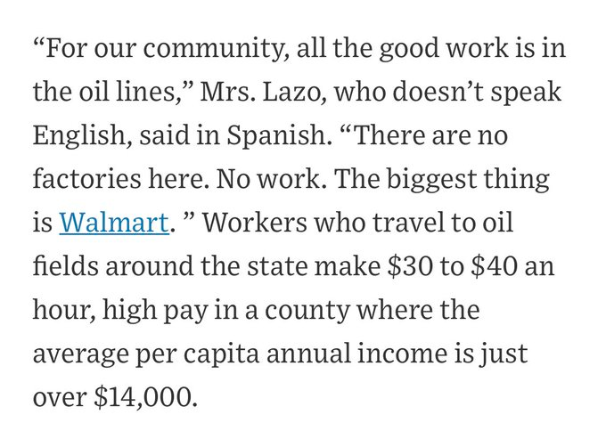 4/ The much remarked swing towards Trump in hispanic counties of West Texas is also an Oil boomtowns in the Rio Grande valley story.  https://www.wsj.com/articles/how-democrats-lost-so-many-south-texas-latinosthe-economy-11604871650  https://twitter.com/TimMLatimer/status/1324409233941630979