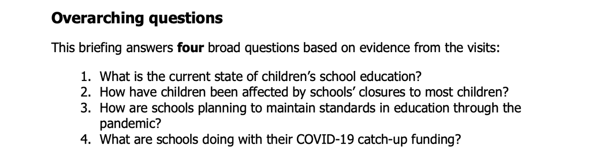 Methodology1. 380 visits between 29.09.20 - 23.10.20202. One-day visits3. Not gradedIt's a shame these questions were not tackled in March'20. The overview is a good read, but it's nothing the profession doesn't know. If anything, the report is a mirror of society at large.
