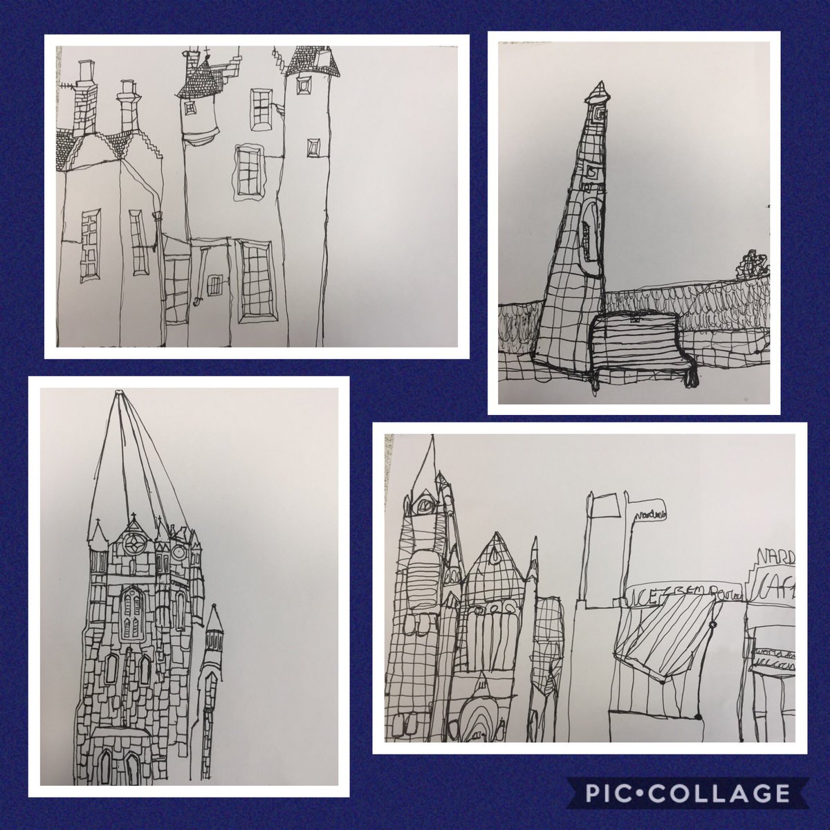 MrsWatsonArtDes's tweet photo. My S1 pupils have made a fantastic start to their built environment project, looking at buildings within the local area. Today they created these beautiful fine line pen studies using continuous line. #BuiltEnvironment #largs @nardinis @KelburnEstate https://t.co/GInUkjwI1z