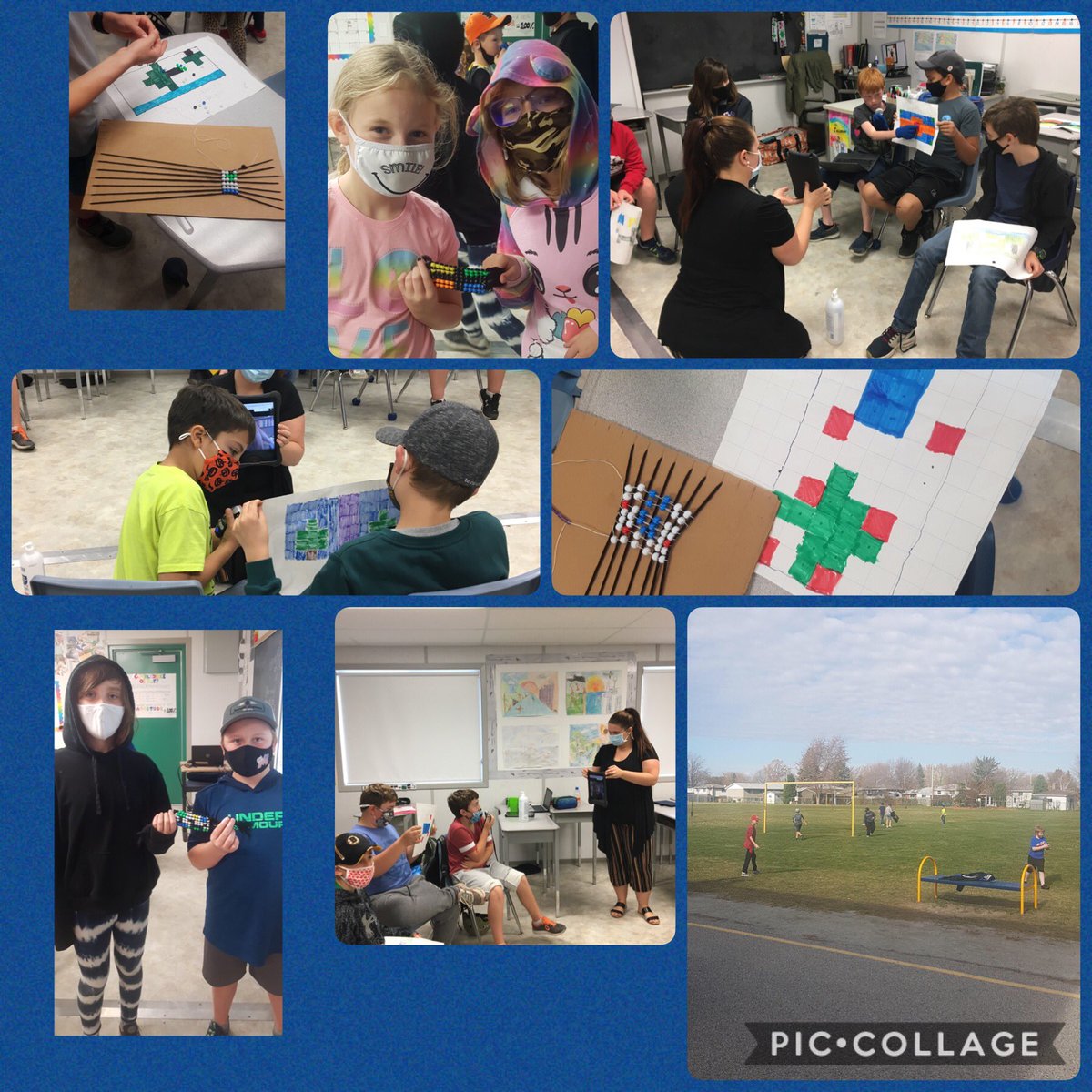 What a great learning experience in Ms. Sazonov’s gr 5 class! The students made promises between themselves and the land, created wampum belts, presented their promises during a community circle with Ms. Sands-Gamble and then put their ideas into action by cleaning up the yard.