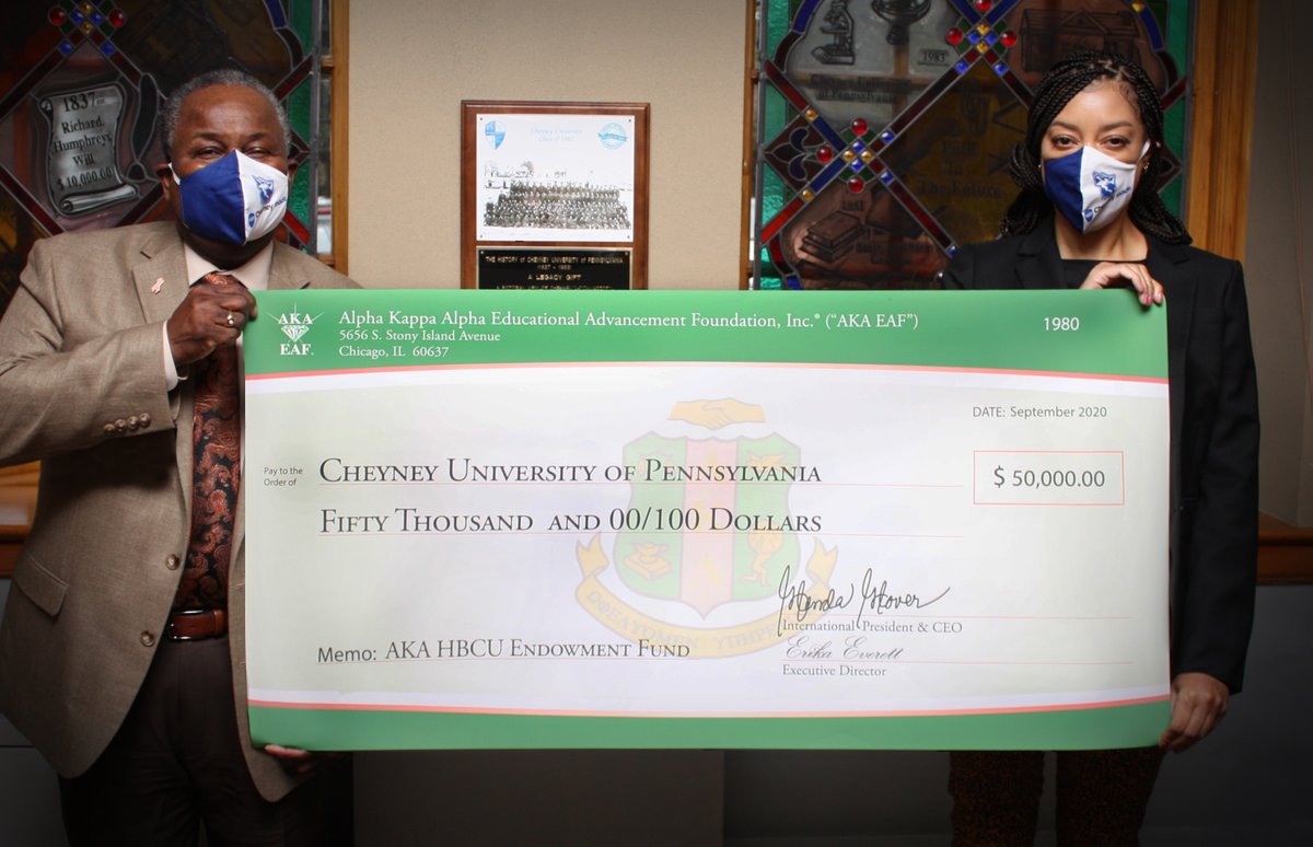 CheyneyUniv's tweet photo. Cheyney University greatly appreciates the Alpha Kappa Alpha Sorority, Inc. for its initial endowment of $50,000 that was made in partnership with the AKA Educational Advancement Foundation® https://t.co/Er3Fnd0rfm
