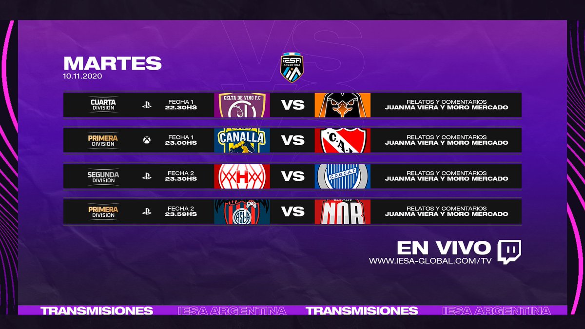 IESAFIFAar's tweet photo. 🖥 #IESATV #PS4 #XBOX

Este martes comienzan las diferentes divisiones de nuestra liga y tendremos cuatro partidazos que no te podes perder 🔥

🎙 @JuanmaViera27 y @MoroMercado

➡️ En vivo desde las 22:30hs por https://t.co/zb8nZMZjWh https://t.co/EwVW6aYh7N