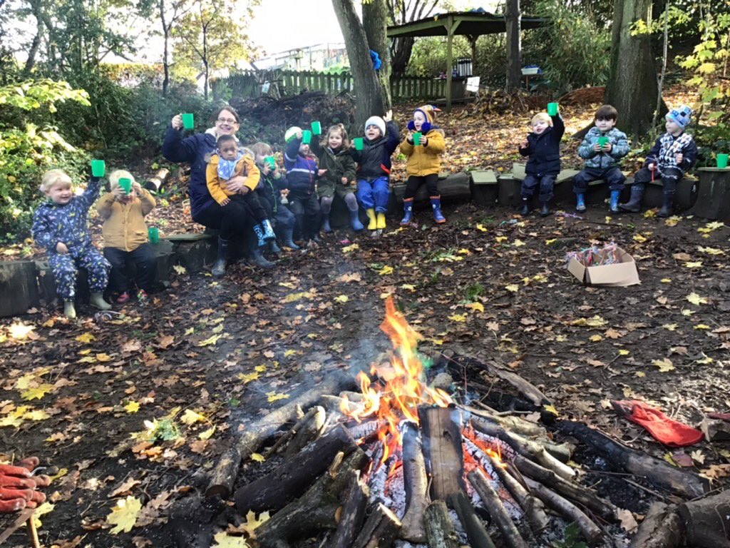 EYFS_StPeters's tweet photo. What do you do on a chilly day? We loved warming up around a bonfire with a hot chocolate and a biscuit. Then it was time to head back to nursery for more hot drinks, pastries and croissants. A great warming day! https://t.co/lGBsbBVPXk