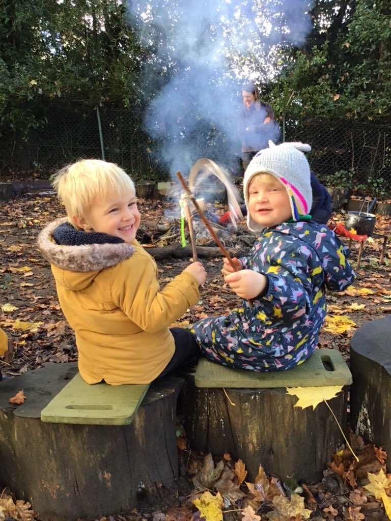 EYFS_StPeters's tweet photo. What do you do on a chilly day? We loved warming up around a bonfire with a hot chocolate and a biscuit. Then it was time to head back to nursery for more hot drinks, pastries and croissants. A great warming day! https://t.co/lGBsbBVPXk