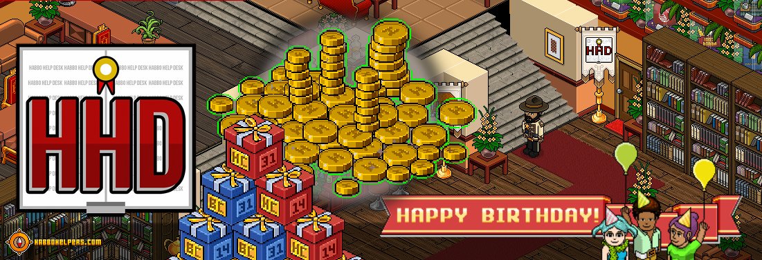 RCBoy_'s tweet photo. Today we mark 17 years of Helping Habbo's Daily! (HHD, @HabboHelpdesk1) Aka Habbo Help Desk owned by @bikerbabe3_.

This is a #Birthday giveaway, only for @Habbo.com users!
*Retweet to make a chance to win 50c and 1 month Habbo Club! 

* Follow @HabboHelpDesk1 https://t.co/xhsR5grlok