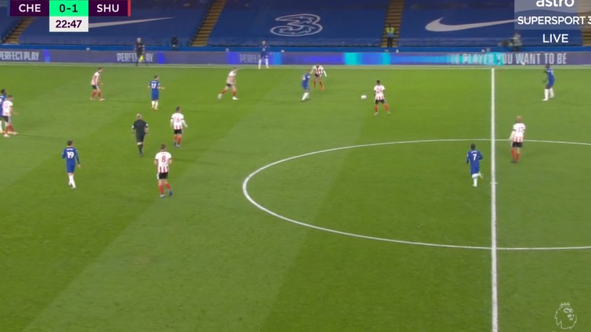 Exactly what happened for Tammy's goal. Reece enters the midfield, Ziyech goes wide and they link up and Kova makes a 3rd man run in behind Sheffields defence, fed by Ziyech and squares it back for Tammy who makes a smart check back to score the cutback