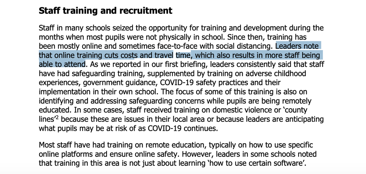 On professional development? Good news for school budgets!"Online training cuts costs and travel time, which also results in more staff being able to attend..."Teach online effectively is a key focus, rather than how to use software  https://www.teachertoolkit.co.uk/2020/10/28/lecture-pauses/ #SLTchat