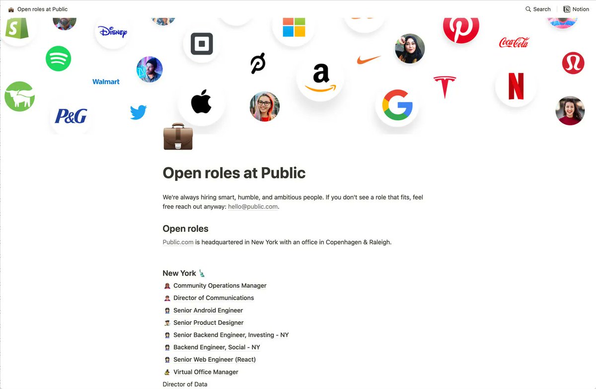 there are a lot of amazing  @NotionHQ websites, i've personally bookmarked 53 that I really liked but here are the top three spectacular ones:- @public careers-  @myfriendjanine angel investing-  http://yourconvos.com&nbsp; app
