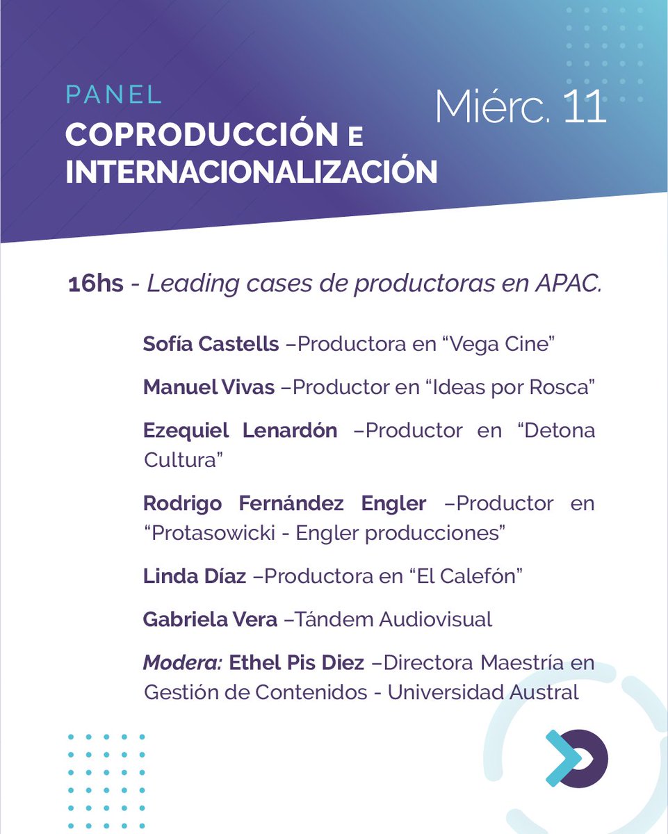 ApacCba's tweet photo. #ColoquioAPAC #IndustriaAudiovisualArgentina #APAC
.
🎬[11 y 12 de noviembre | 6 paneles | Referentes del sector audiovisual nacional]🗣️
.
>> MIE 11/11 - 16 hs > Panel COPRODUCCIÓN E INTERNACIONALIZACIÓN
.
>>LINK A CADA PANEL https://t.co/KLRnvXiTXQ https://t.co/4ouoMhcLwG
