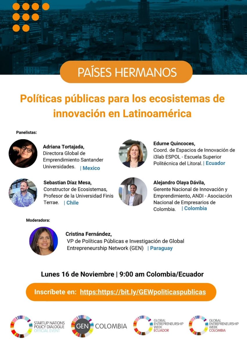 i3labespol's tweet photo. I3LAB-ESPOL formará parte del Startup Nations Policy Dialogue: un panel sobre Políticas Públicas para los Ecosistemas de Emprendimiento, realizado para celebrar la semana global del emprendimiento, junto a representantes de GEN y GEW de Latinoamérica.
 
➡️https://t.co/Q8eXjbLJrv https://t.co/xFeHgL4Qba
