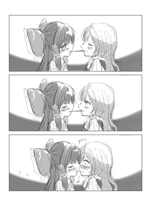 妄想落描き
ポッキーゲームでどうせ離すだろうと思っている魔理沙と満更でもない霊夢
#ポッキーの日 