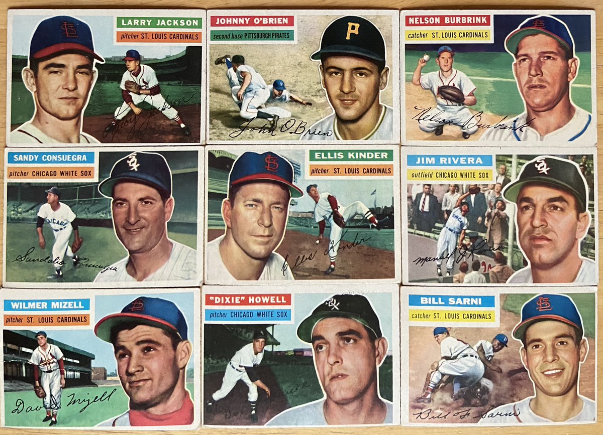 ScribSports's tweet photo. #MailDay: Got this nice little lot today via eBay that includes five cards for my burgeoning #56Topps @Cardinals team set!
#TheHobby #Collect #Vintage https://t.co/jhVpiJdmrh