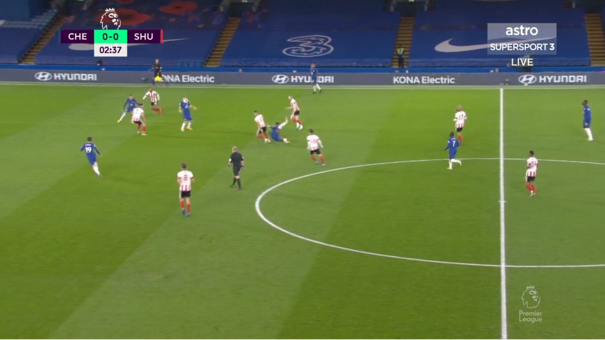 As we see here, the fantastic vertical ball from Zouma and Tammy links up well with Kova and Kova knows where Mount is and they link up well too.