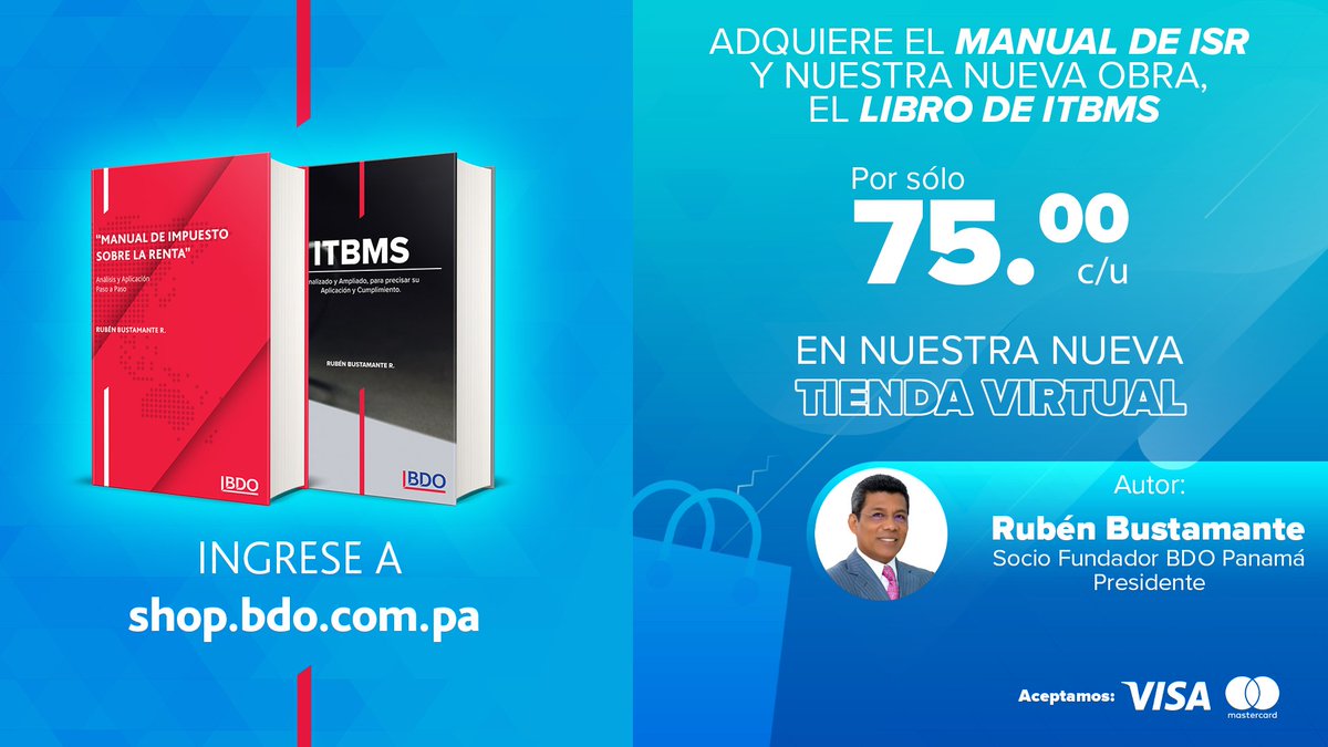 bdopanama's tweet photo. Para más información visita https://t.co/p3spne4Tp4 o escribe a publicaciones@bdo.com.pa

#ISR #ITBMS #BDOPanamá #Impuestos https://t.co/3WffdNu18q